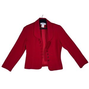 Jessica Howard Petite Red Blazer Shawl Collar Multi Button Jacket Size 12P